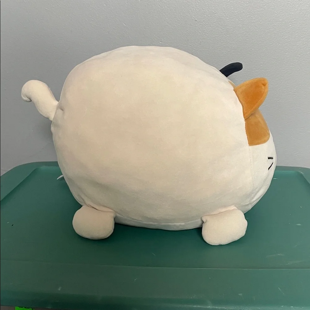 Linzy Toys approx 12” long round calico cat squish animal collectible toy
